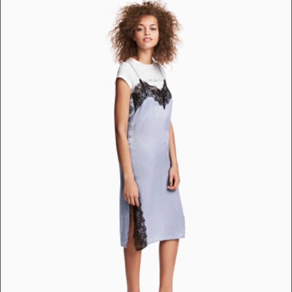 H&M Coachella light blue slip dress